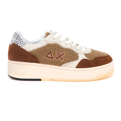 Sneaker SUN68 Basket Love Lady in camoscio e teddy