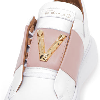 Sneaker Via Roma 15 in pelle con fascia a contrasto e "V" in metallo - 4
