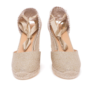 Espadrillas Castaner Carina in lino laminato con zeppa 90 mm - 5