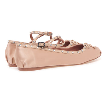 Ballerina Bibi Lou in tessuto satin con cinturino e borchie con strass - 3