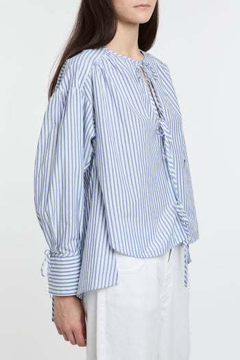 Blusa a righe Pinko in popeline con fiocchi davanti - 4