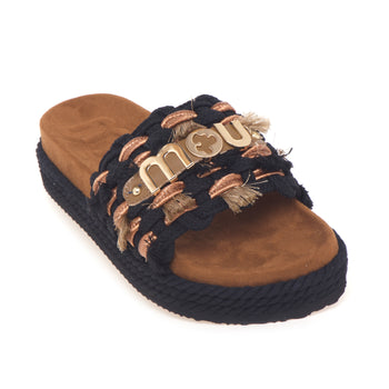Ciabatta Mou con frange e maxi logo in metallo - 4