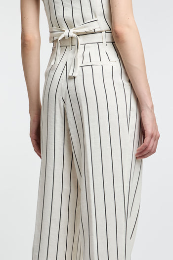 Pantalone Dixie in misto lino con righe a contrasto - 6