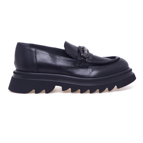 Mocassino Fru.it in nappa con morsetto strass e suola sega