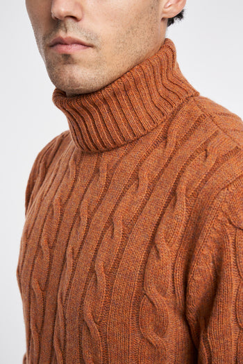 High neck sweater with wool braided rib - 6