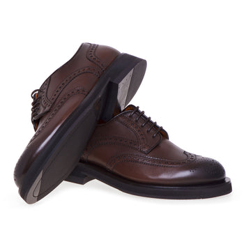Stringata stile inglese Santoni in pelle anticata - 4