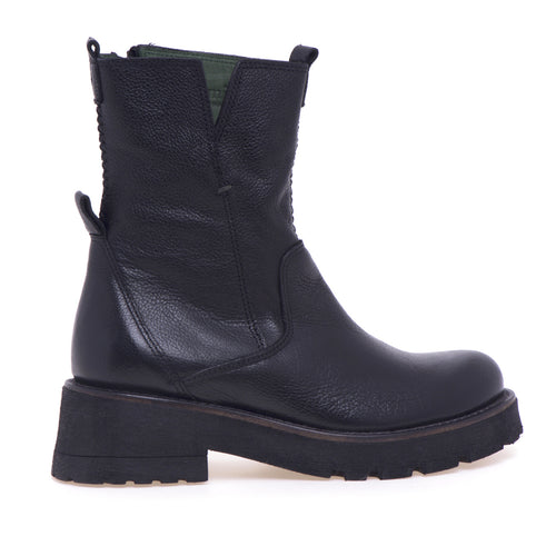 Felmini-Stiefelette aus Leder mit Vintage-Effekt und Reißverschluss