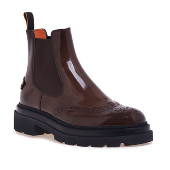 Santoni English style Chelsea boot in shiny antique effect leather - 4