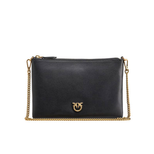Pinko klassische flache Love Bag, einfache Umhängetasche aus Leder