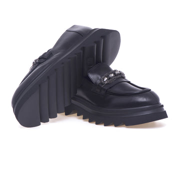 Mocassino Fru.it in nappa con morsetto strass e suola sega - 4