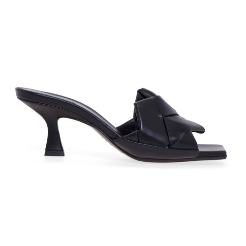 Vic Matiè leather slipper with woven band and 50 mm heel.