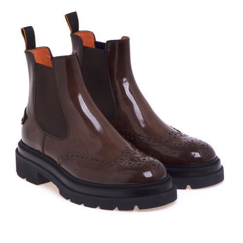 Santoni English style Chelsea boot in shiny antique effect leather - 2