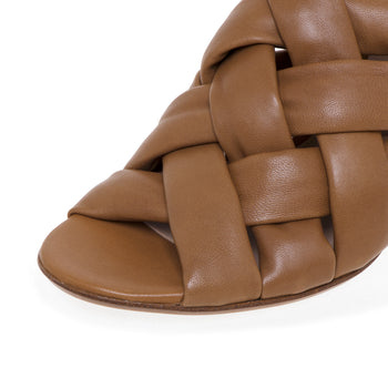 Fru.it sabot in leather with padded braided bands and 80 mm heel. - 4