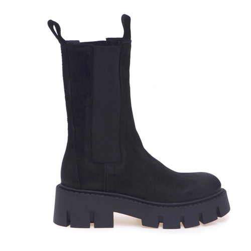 Copenhagen Chelsea-Stiefel aus gefettetem Wildleder mit Maxi-Plateau