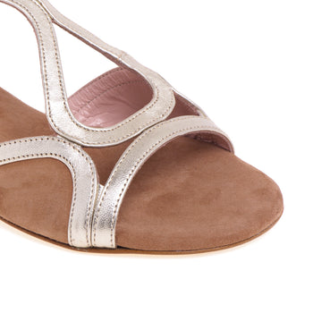 Sandalo flat Anna F. in camoscio e pelle laminata - 4