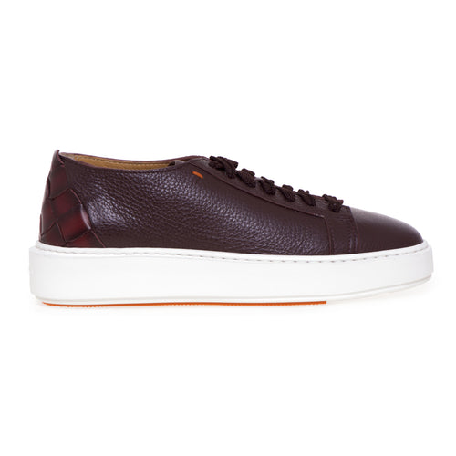 Sneaker Santoni in pelle con tallone intrecciato