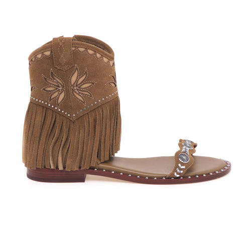 Sandalo stile texano Ash in camoscio con frange e borchie - 1