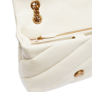Borsa a spalla Pinko Classic Love Bag Puff Maxi Quilt in pelle  BIANCO SETA - ANTIQUE GOLD - 4