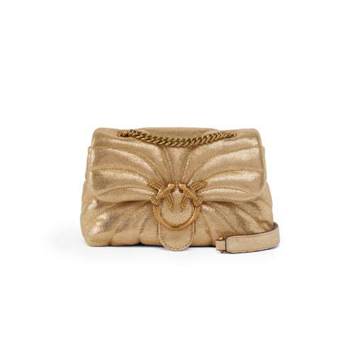 Borsa a spalla piccola Love Bag Puff Butterfly suede glitter