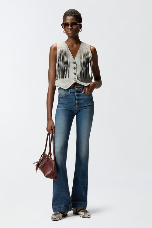 Jeans cinque tasche Pinko in denim scuro flare-fit