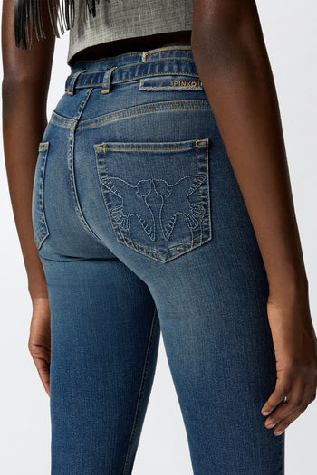 Jeans cinque tasche Pinko in denim scuro flare-fit - 4
