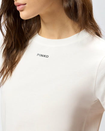 T-shirt Pinko in cotone con logo - 4
