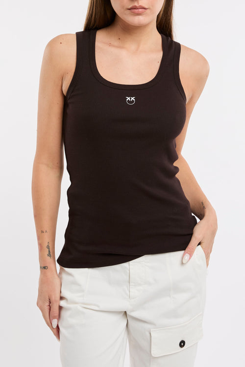 Top/canotta Pinko in cotone a coste con logo