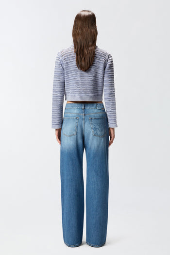 Jeans cinque tasche wide leg Pinko con scoloriture - 3