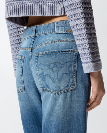 Jeans cinque tasche wide leg Pinko con scoloriture - 4