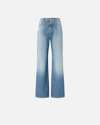 Jeans cinque tasche wide leg Pinko con scoloriture - 5