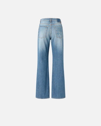 Jeans cinque tasche wide leg Pinko con scoloriture - 6
