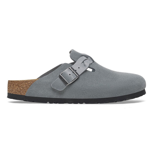 Sabot Birkenstock Boston Braided in suede con cinturino intreccio