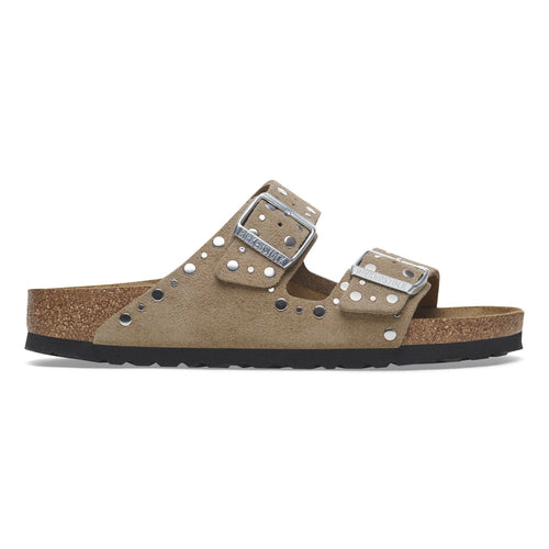 Ciabatta Birkenstok Arizona Rivet in camoscio con borchie