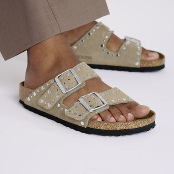 Ciabatta Birkenstok Arizona Rivet in camoscio con borchie - 5