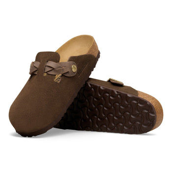 Sabot Birkenstock Boston in camoscio con cinturino intrecciato - 7