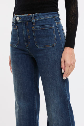 Jeans a zampa Pinko in denim scuro con tasche applicate - 4