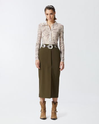 Gonna longuette Pinko in tessuto stretch fluido - 3