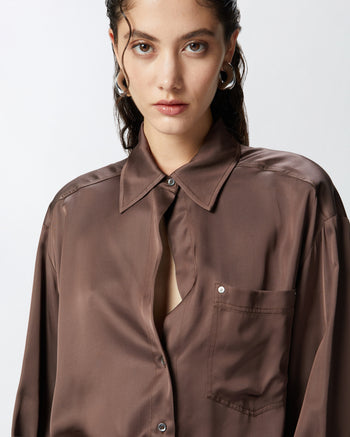 Camicia Pinko in satin con scollo profondo - 5