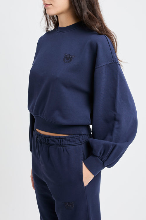 Felpa Pinko in cotone con ricamo Love Birds