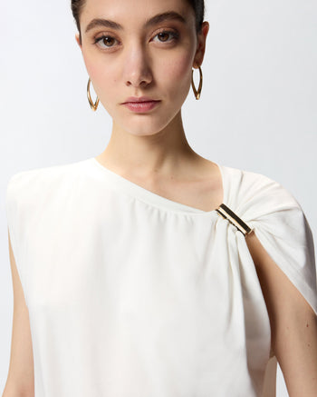 Top Pinko in cotone con applicazione in metallo dorato - 4