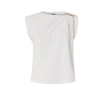 Top Pinko in cotone con applicazione in metallo dorato - 5