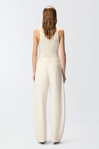 Pantalone a palazzo Pinko in tessuto stretch effetto lino con cintura - 3