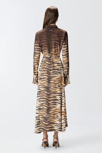 Abito lungo chemisier Pinko in viscosa con stampa animalier - 3