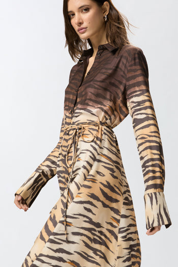 Abito lungo chemisier Pinko in viscosa con stampa animalier - 4