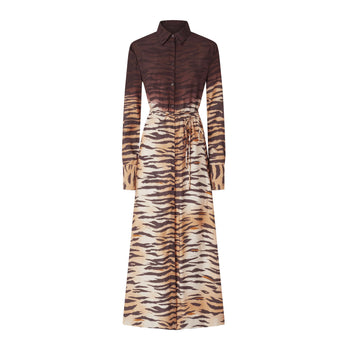 Abito lungo chemisier Pinko in viscosa con stampa animalier - 5