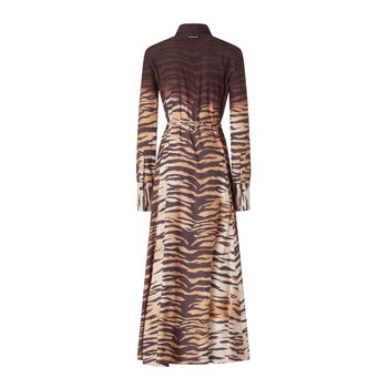 Abito lungo chemisier Pinko in viscosa con stampa animalier - 6