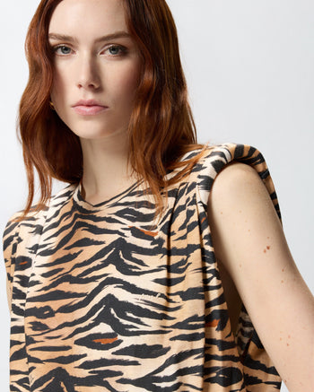 Maglia smanicata Pinko in cotone con stampa tigrata - 4
