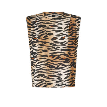 Maglia smanicata Pinko in cotone con stampa tigrata - 5