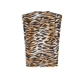 Maglia smanicata Pinko in cotone con stampa tigrata - 6