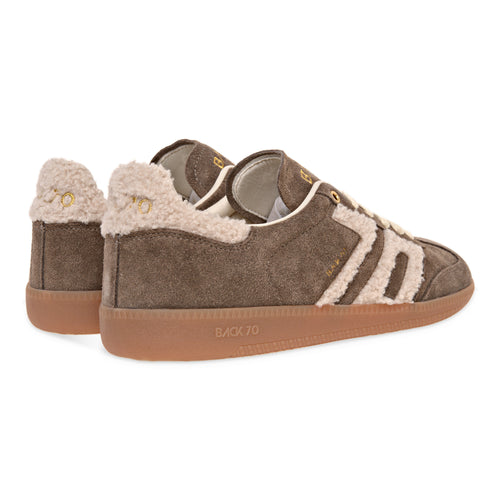 Sneaker Back 70 Cloud in suede con talloncino e logo in teddy beige - 2